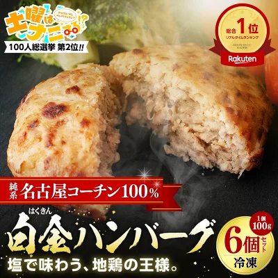 純系名古屋コーチン 白金ハンバーグ6個入り 岩塩付き ギフト 南部食鶏